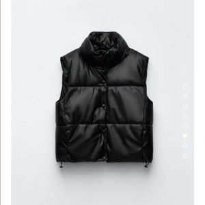 ZARA faux leather puffer vest